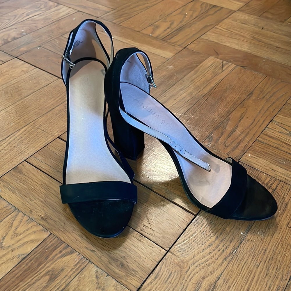 Black suede heels